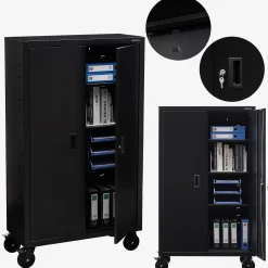 Arebos Aktenschrank_Garagenschrank 155 x 90 x 40 cm mit Rollen Discount