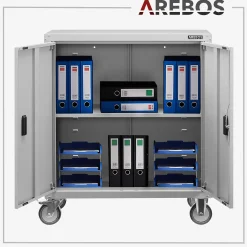 Arebos Aktenschrank mit Rollen 90cm Sale