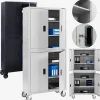 Arebos Aktenschrank mit Rollen und 4 Einlegeböden 180 cm