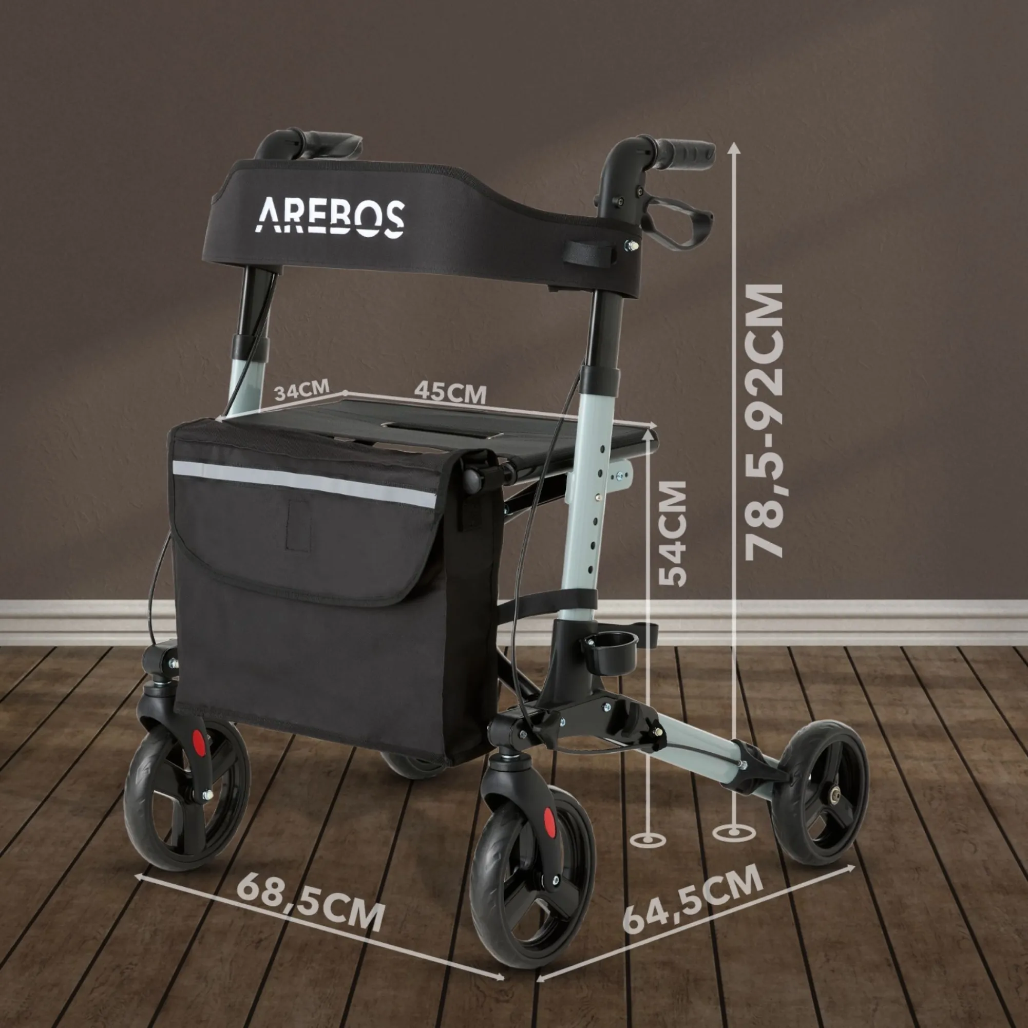 Arebos Alu Rollator - klappbar inkl. Einkaufstasche New