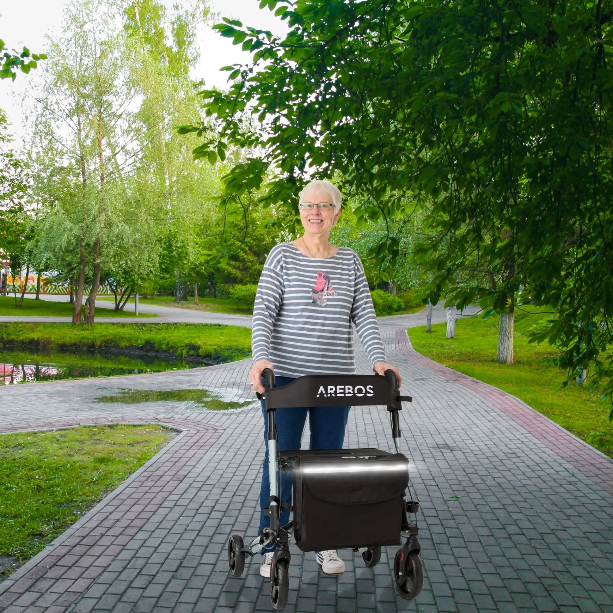 Arebos Alu Rollator - klappbar inkl. Einkaufstasche New