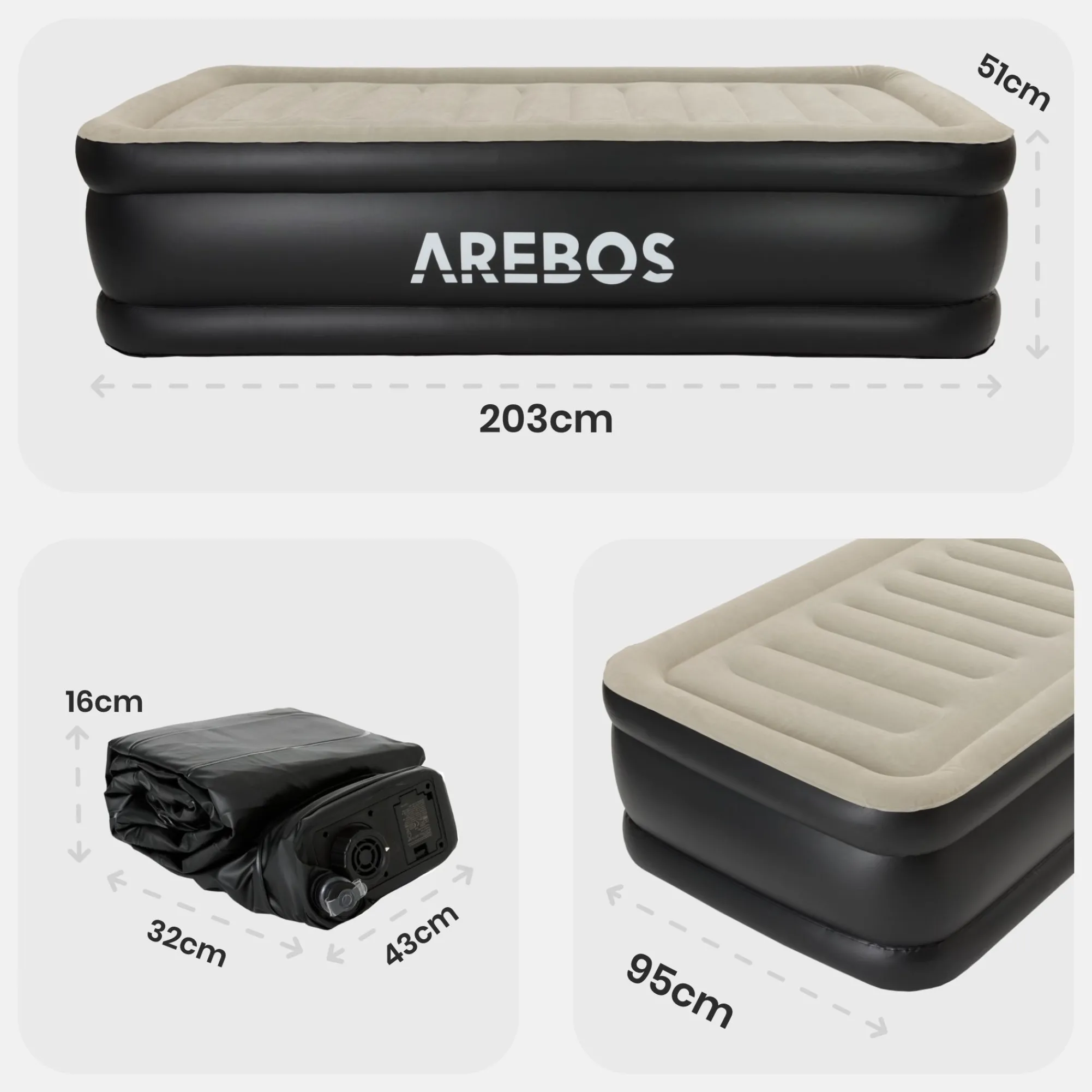 Arebos Aufblasbare Matratze Luftbett Einzel Sale