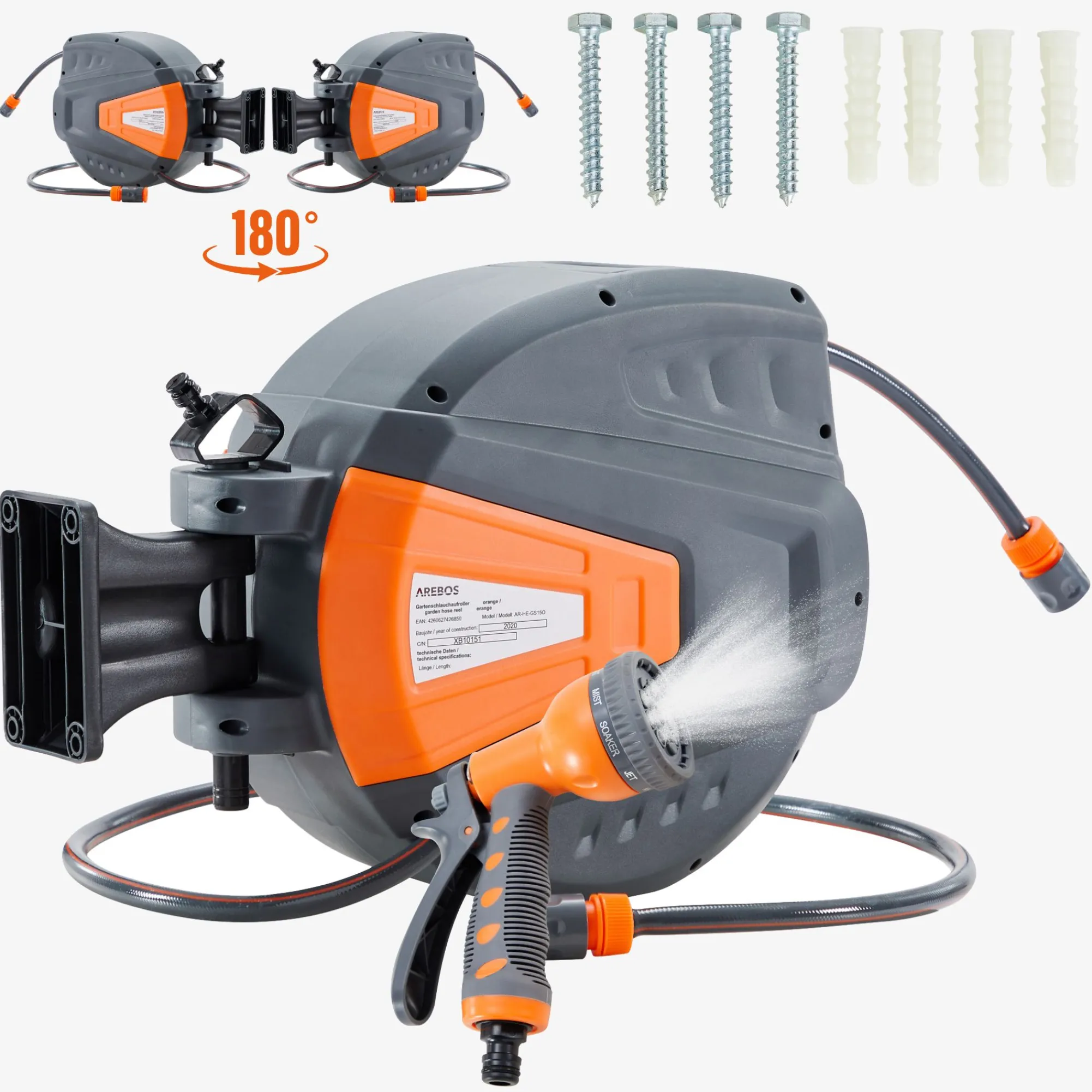 Arebos Automatischer Gartenschlauchaufroller 30 m Sale