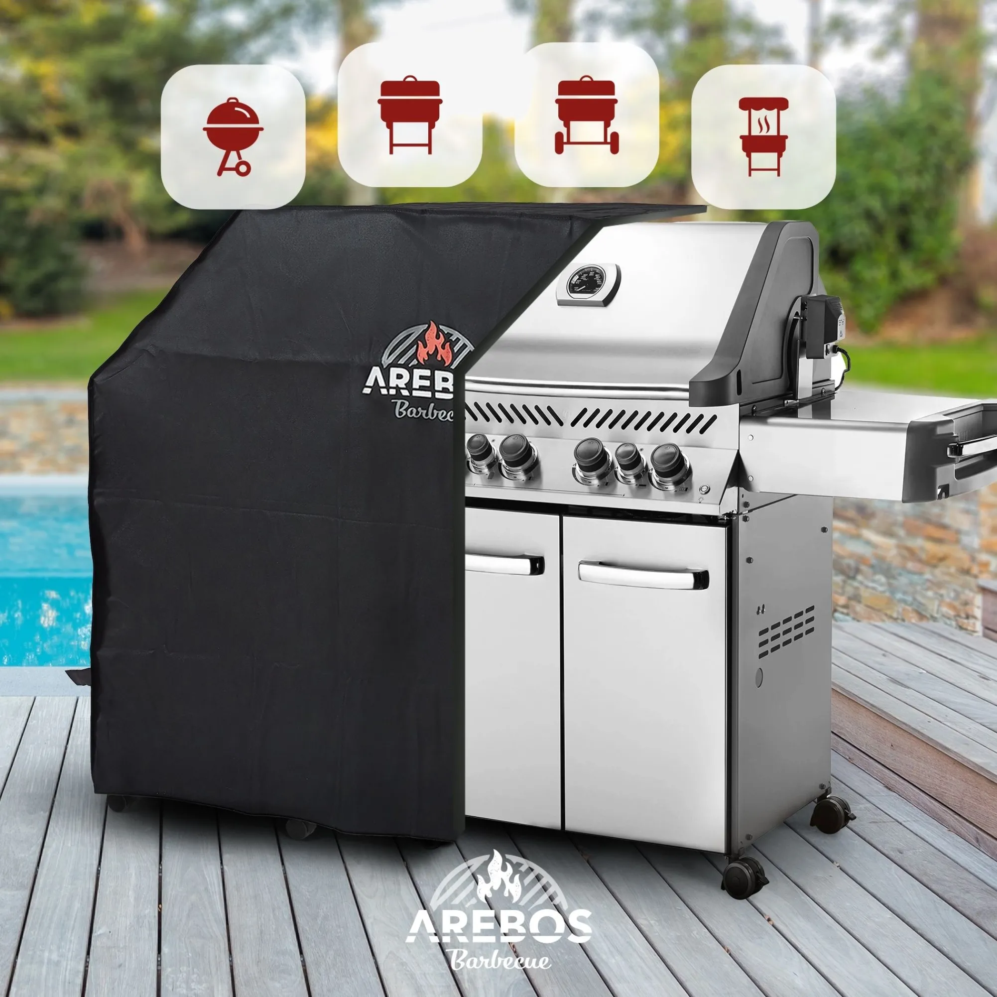 Arebos BBQ Grillhaube Abdeckung 152 x 71 x 112 cm Clearance