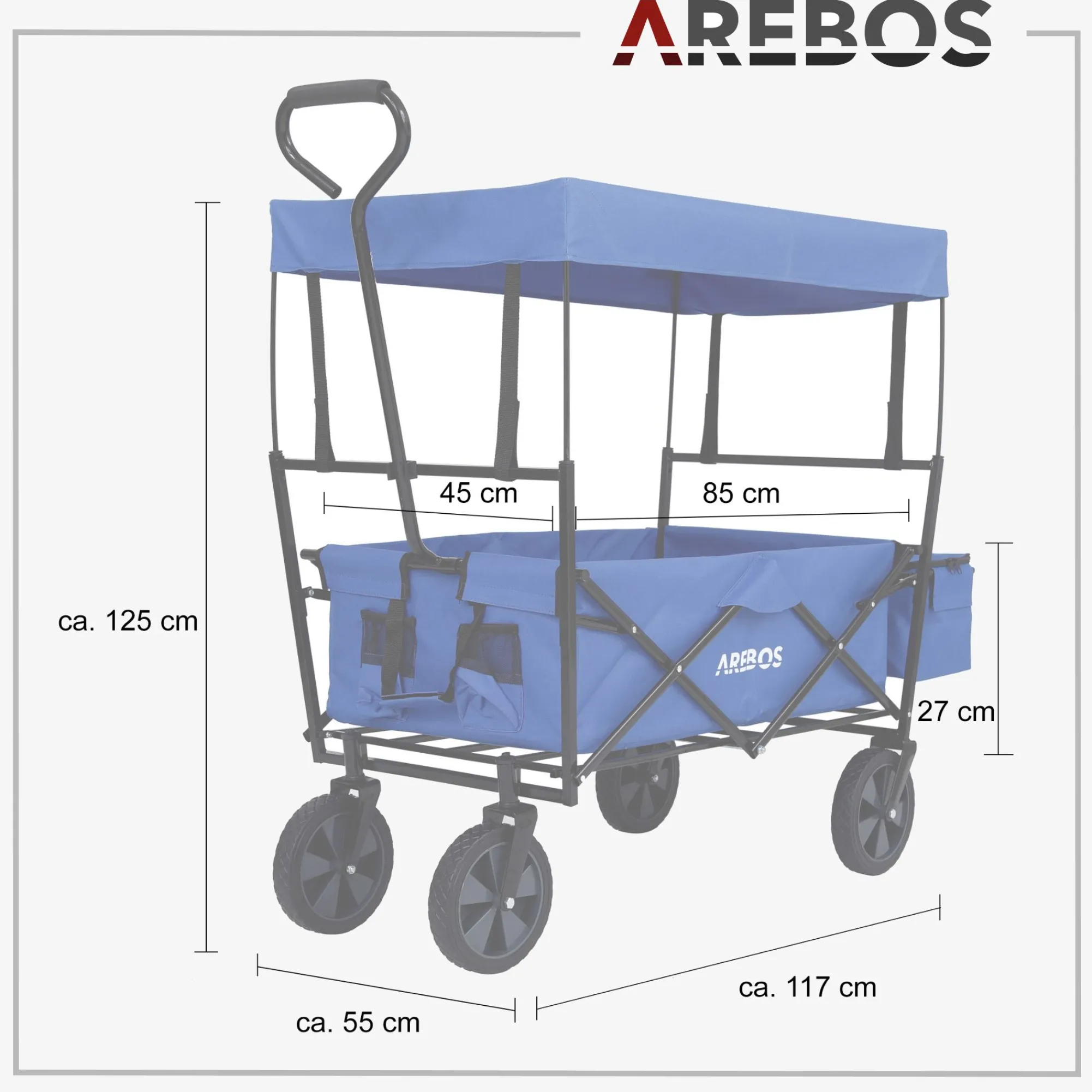 Arebos Bollerwagen mit Dach ECO Clearance