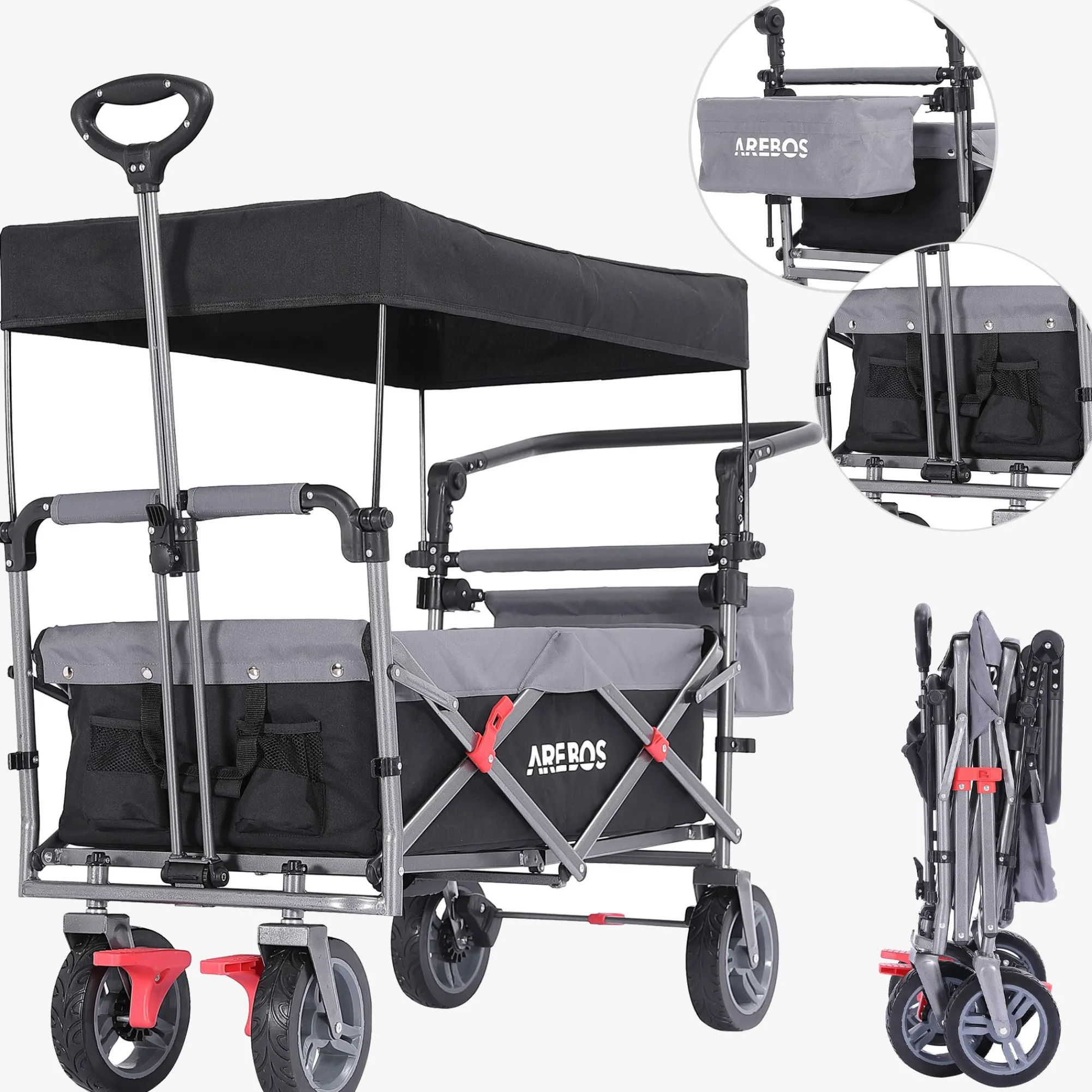 Arebos Bollerwagen mit Dach Premium