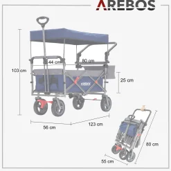 Arebos Bollerwagen mit Dach Premium