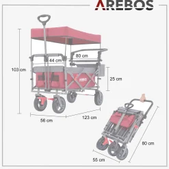 Arebos Bollerwagen mit Dach Premium
