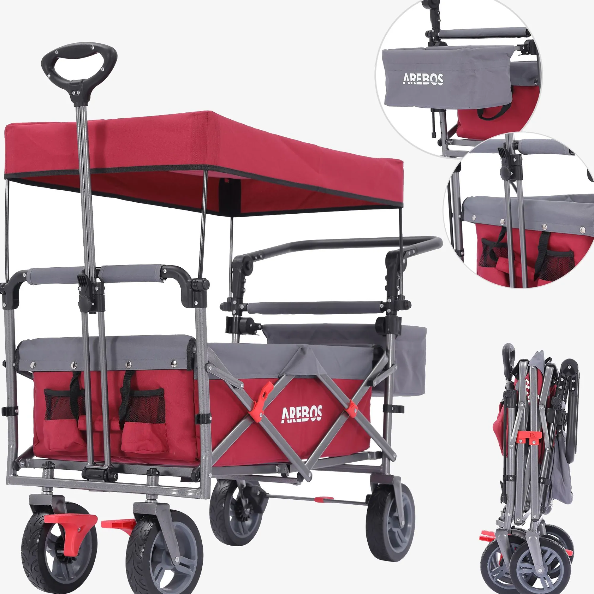 Arebos Bollerwagen mit Dach Premium
