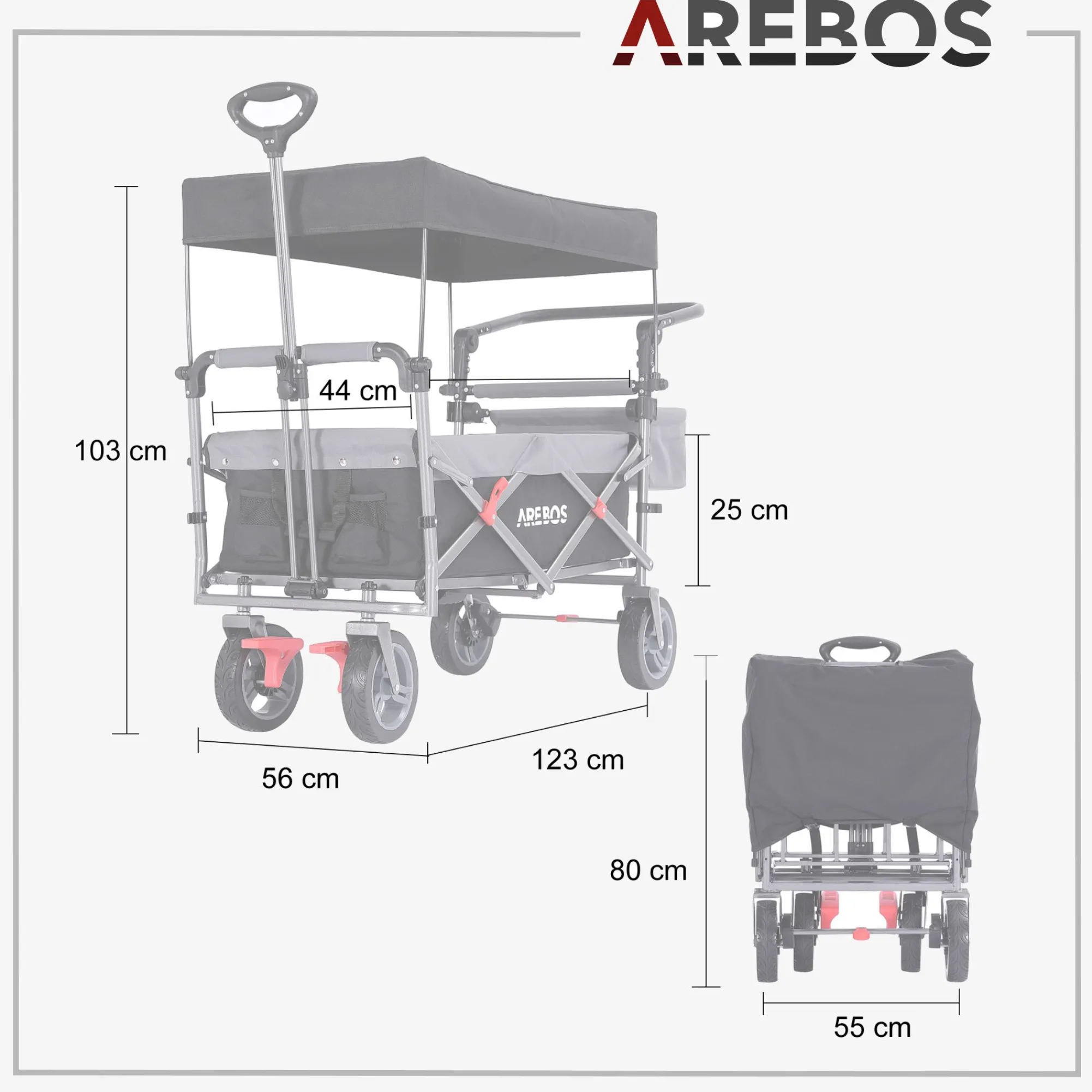 Arebos Bollerwagen mit Dach Premium