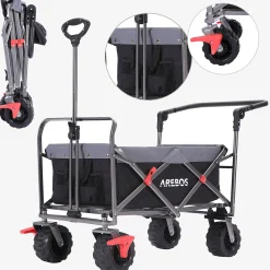 Arebos Bollerwagen mit Teleskop Schubstange Best