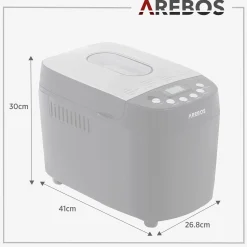 Arebos Brotbackautomat 1500g 15 Programme schwarz New