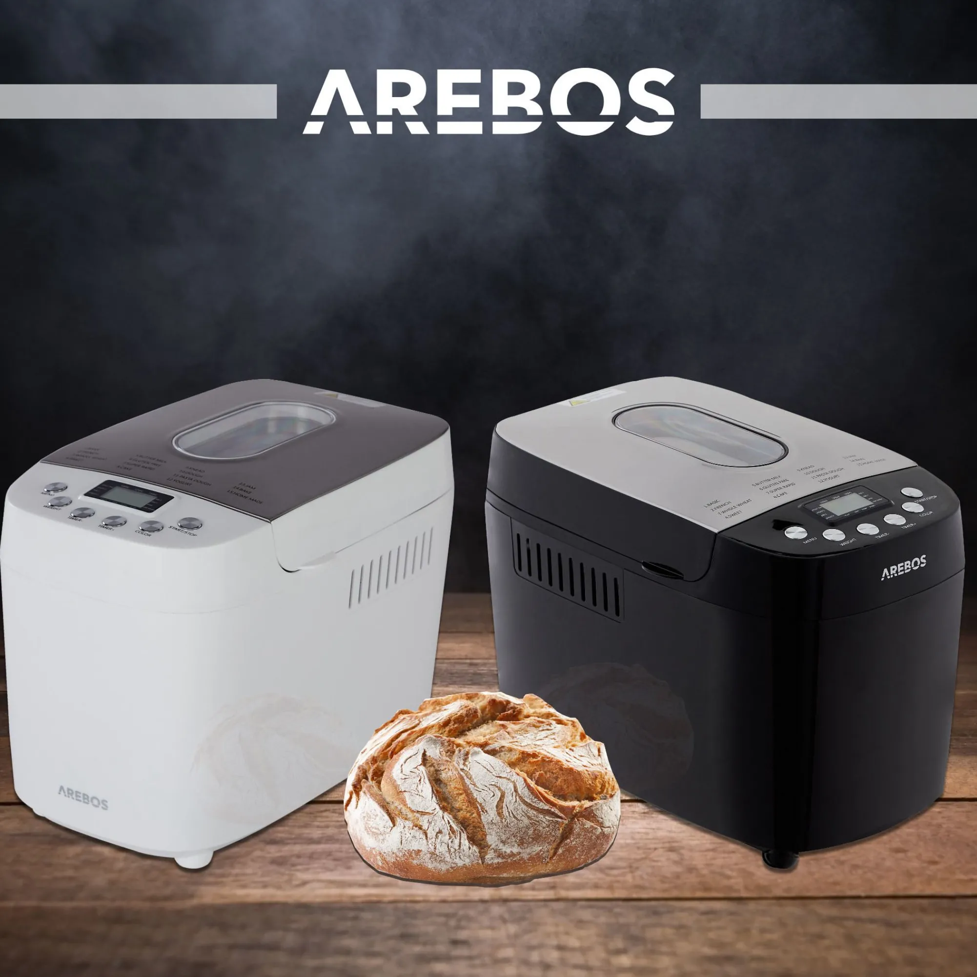 Arebos Brotbackautomat 1500g 15 Programme weiß Sale