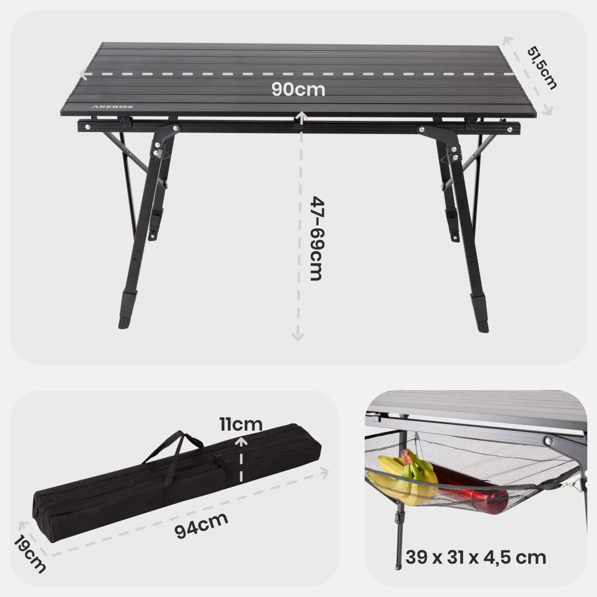 Arebos Campingtisch 90cm