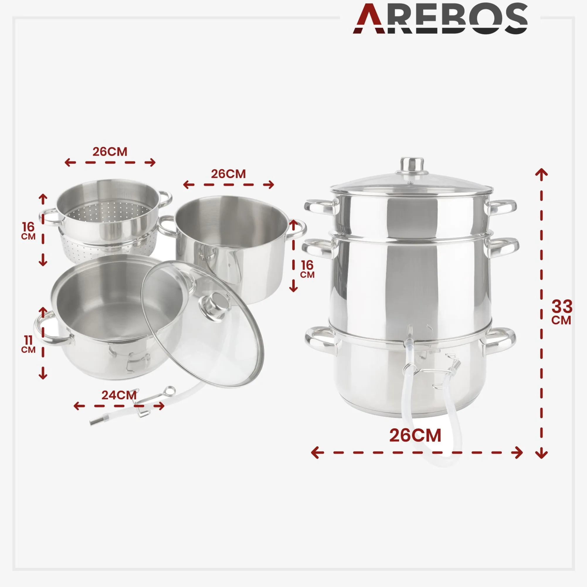 Arebos Dampfentsafter 15 L - Edelstahl Best