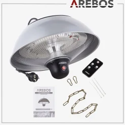 Arebos Deckenheizstrahler 1500W mit Fernbedienung Hot