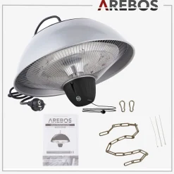 Arebos Deckenheizstrahler 1500W - rund mit Zugseil Discount