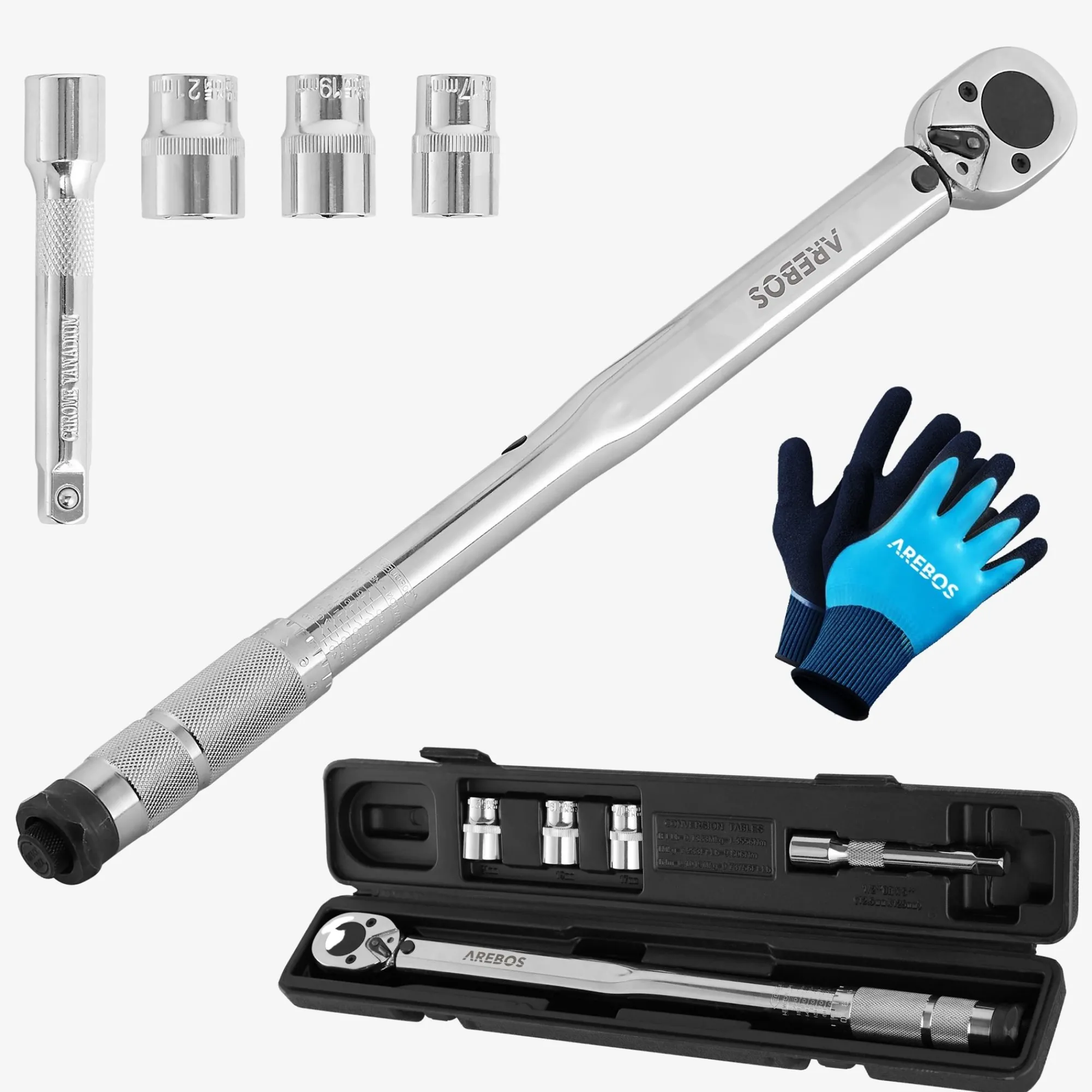 Arebos Drehmomentschlüssel 6 tlg. Set inkl. Koffer Hot