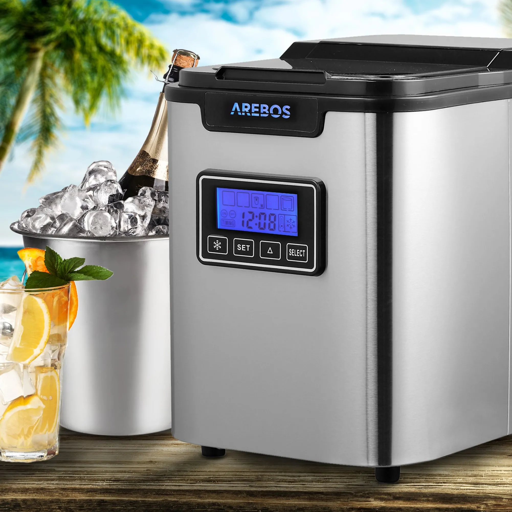 Arebos Eiswürfelmaschine 2.2L Edelstahl Sale