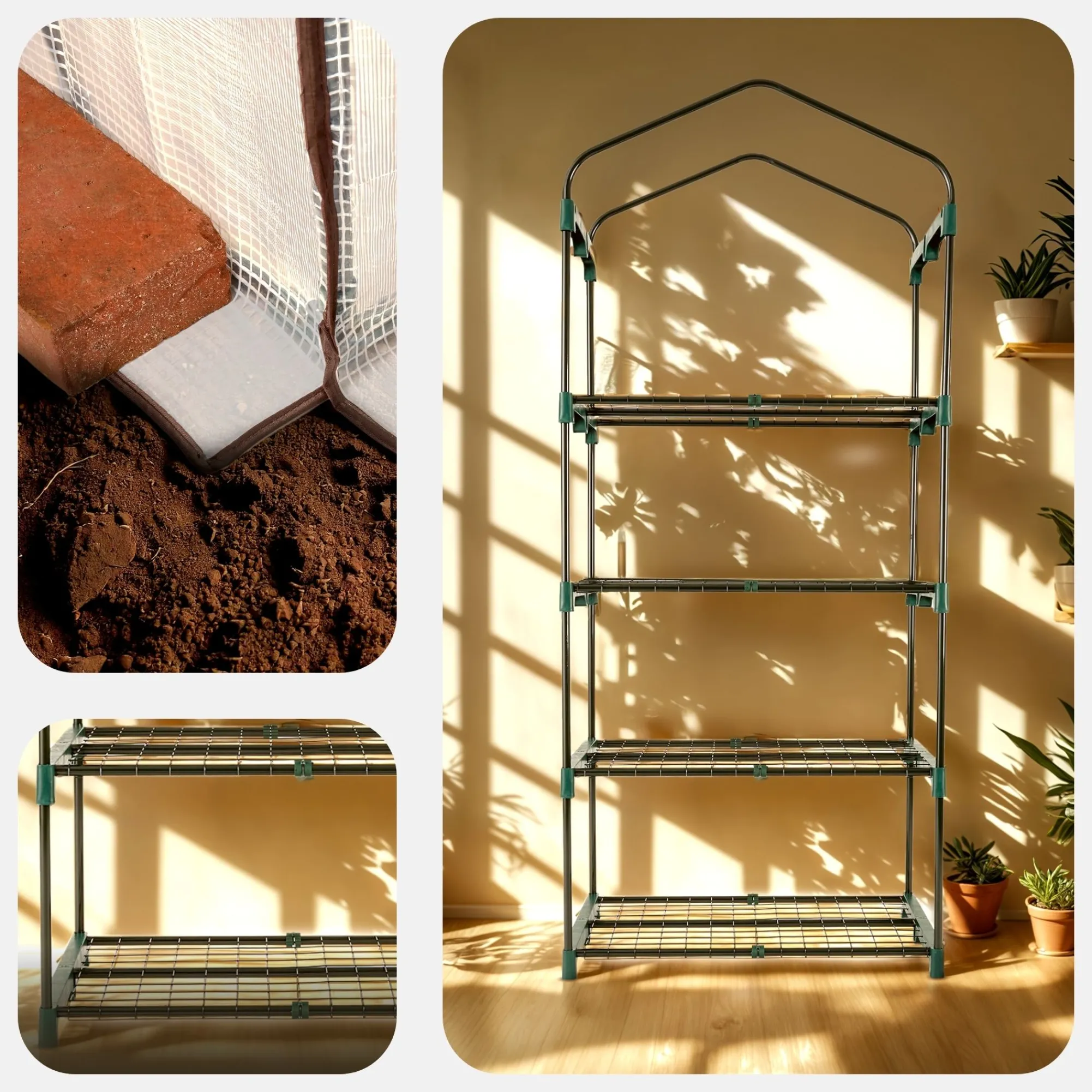 Arebos Foliengewächshaus mit Ablagen 70 x 50 x 158 cm Discount