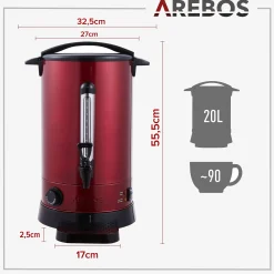 Arebos Glühweinkocher 20 L Rot Best
