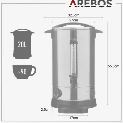 Arebos Glühweinkocher 20L 1650W Edelstahl Clearance
