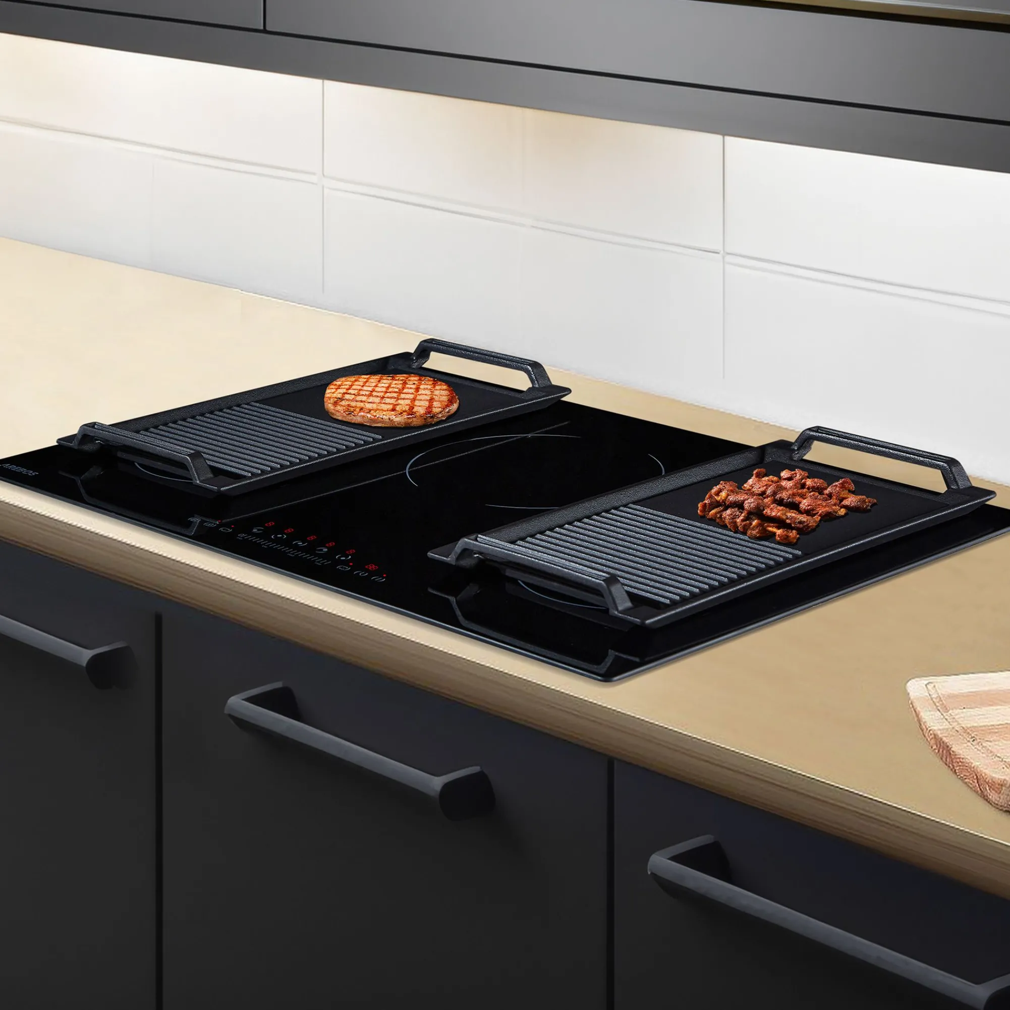 Arebos Grill Pan Grillplatte für Induktionskochfelder