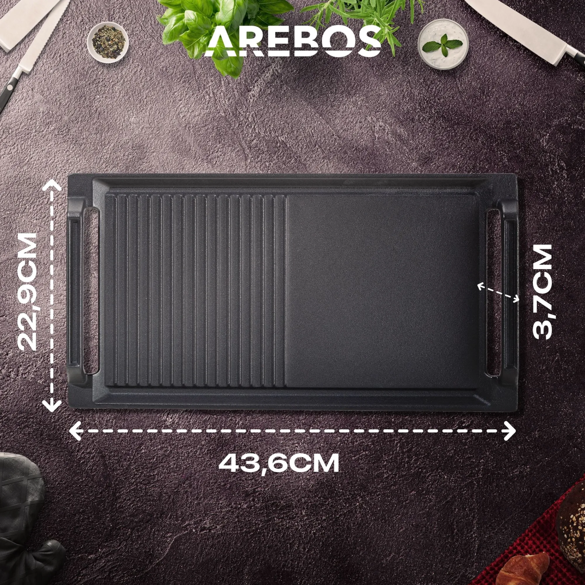 Arebos Grill Pan Grillplatte für Induktionskochfelder