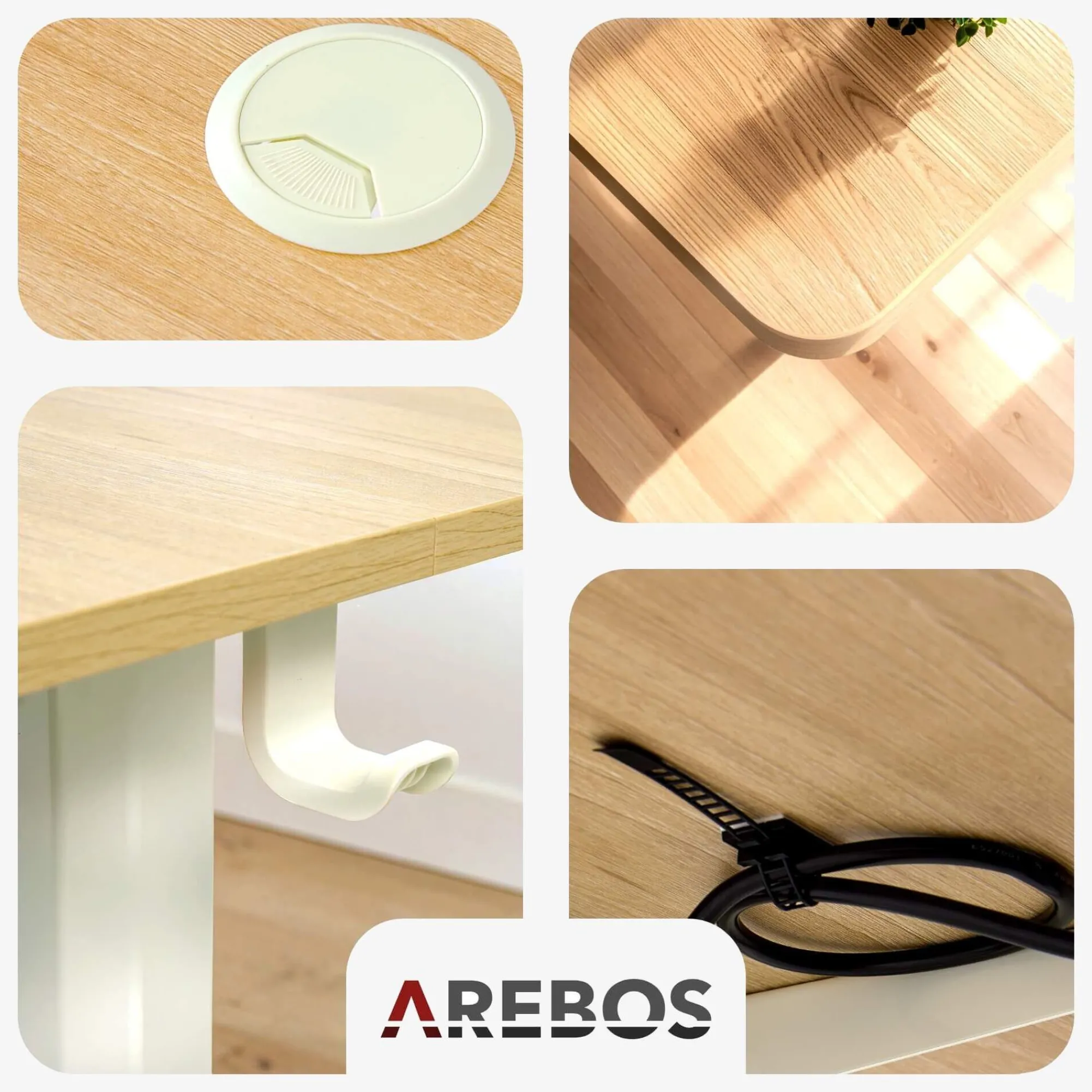 Arebos Höhenverstellbarer Schreibtisch 140 x 60 cm