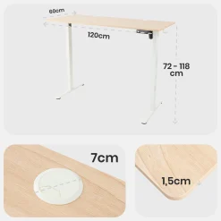 Arebos Höhenverstellbarer Schreibtisch 120 x 60 cm Clearance