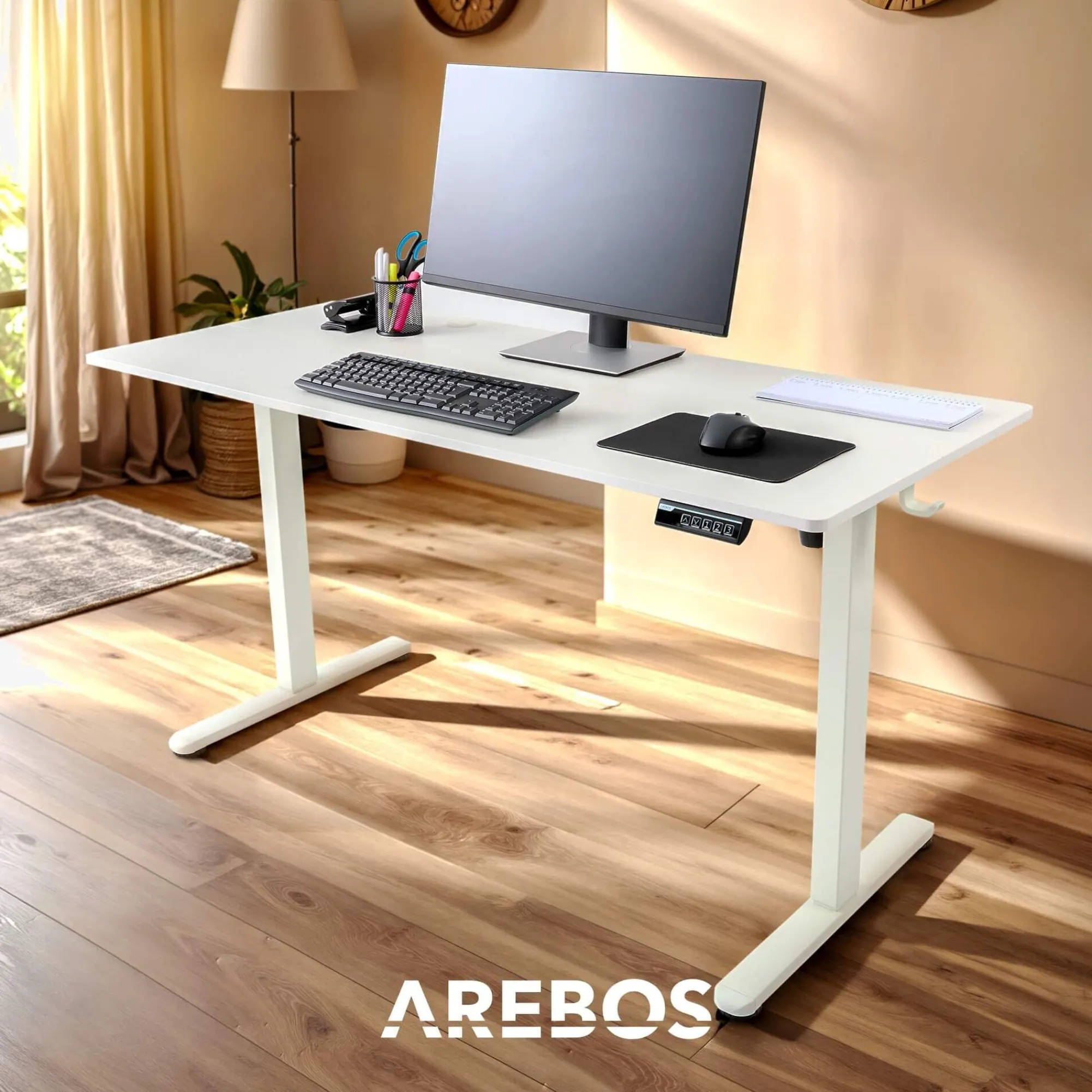 Arebos Höhenverstellbarer Schreibtisch 120 x 60 cm Clearance