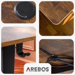Arebos Höhenverstellbarer Schreibtisch 120 x 60 cm Clearance