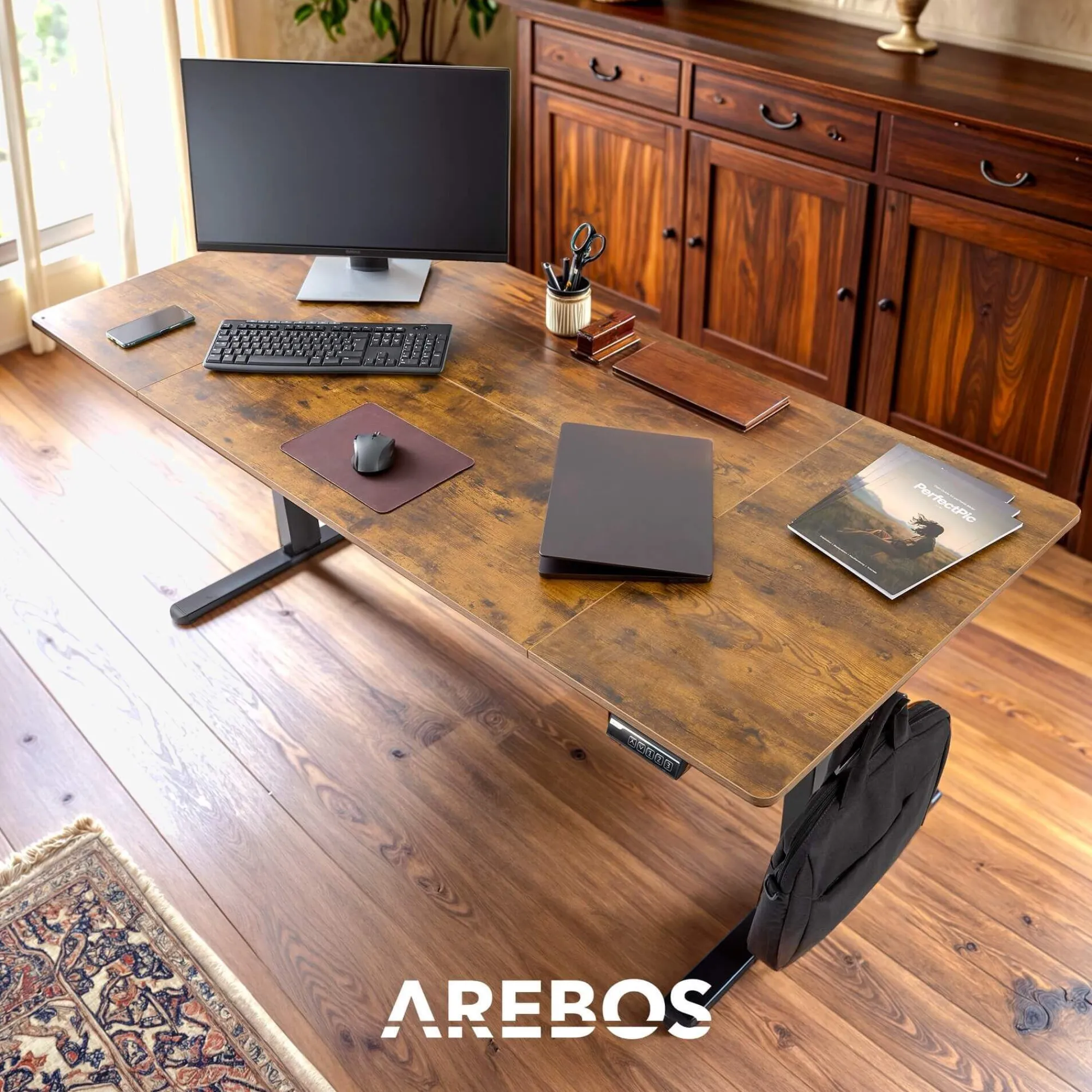 Arebos Höhenverstellbarer Schreibtisch 160 x 80 cm