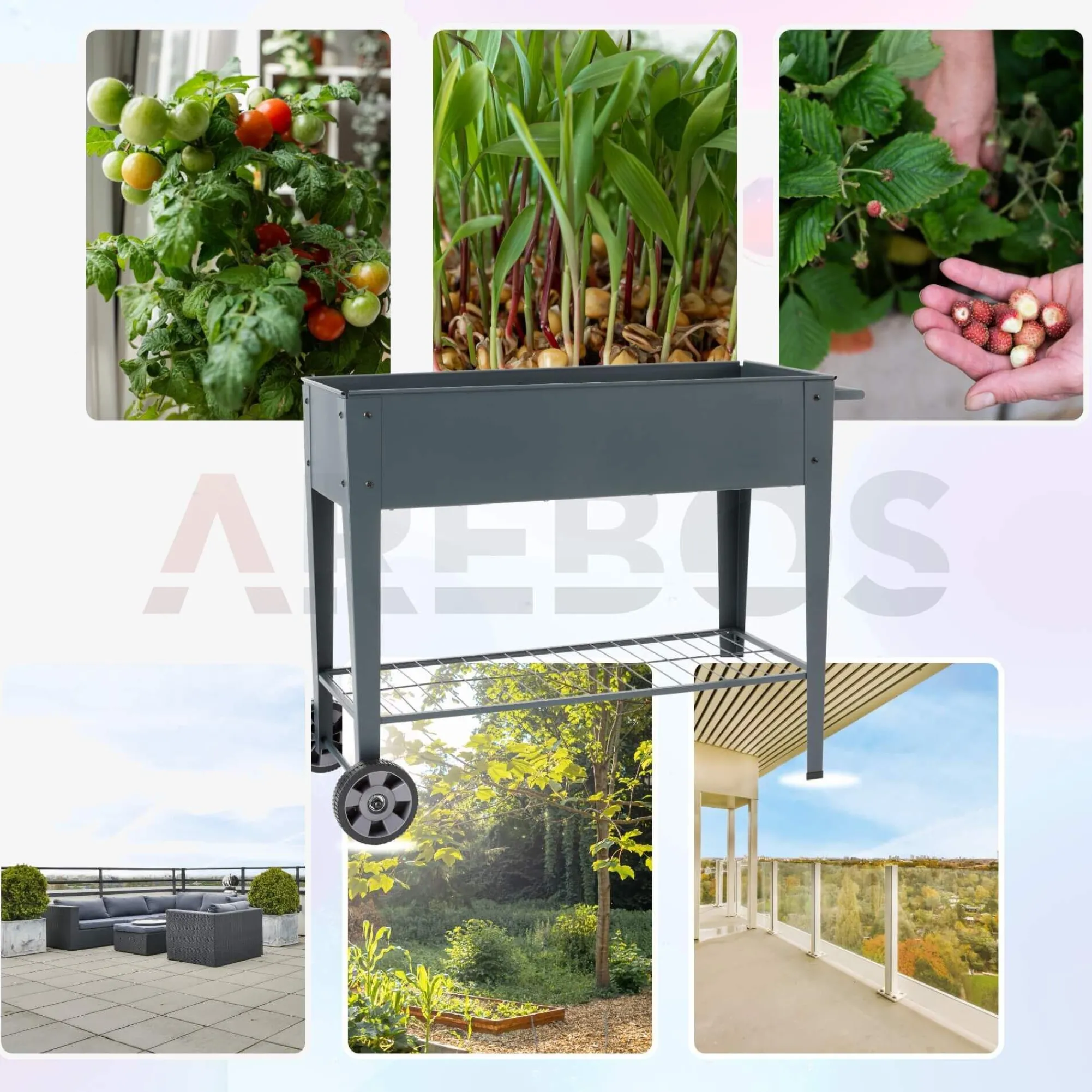 Arebos Hochbeet aus Metall mit Rädern - Anthrazit Clearance