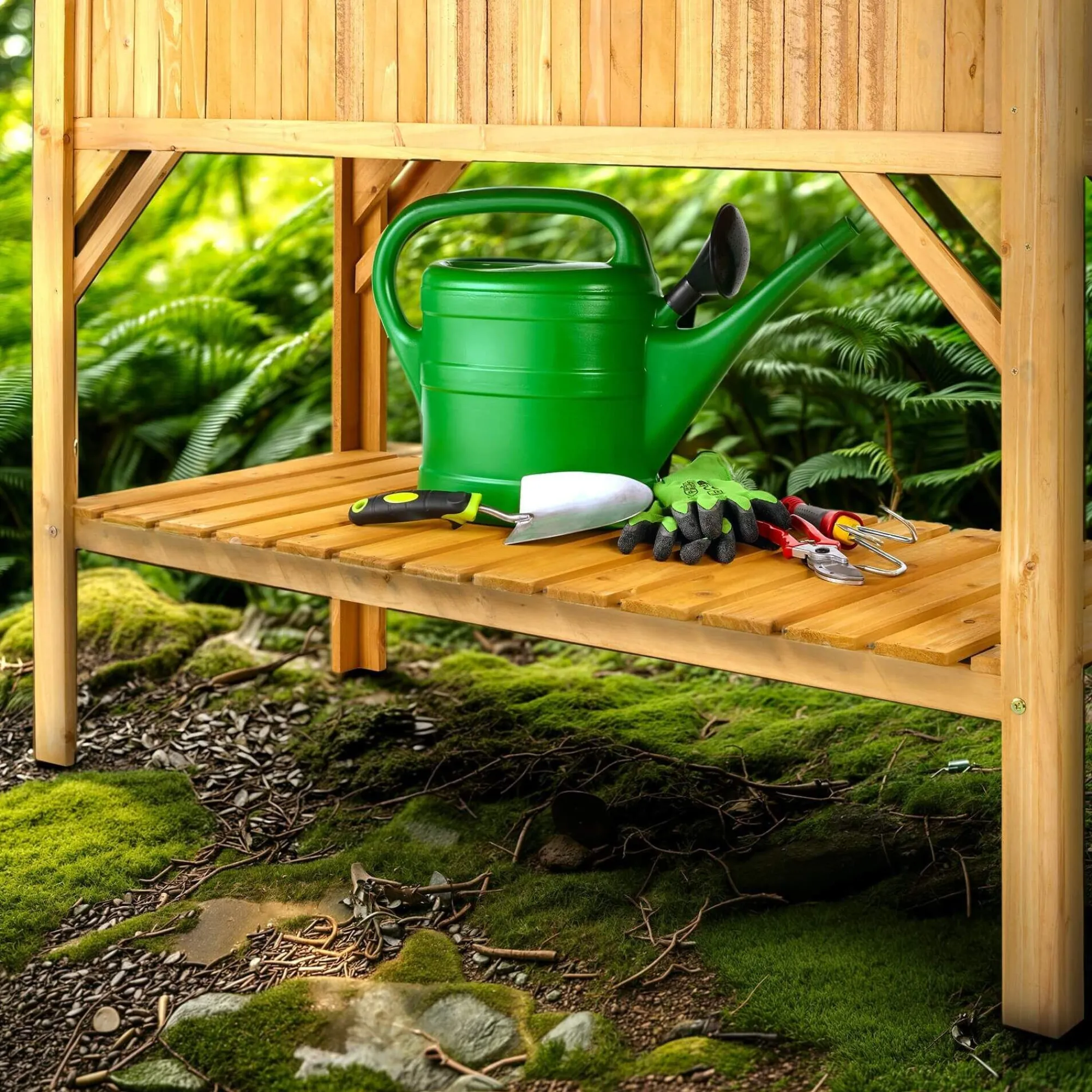 Arebos Holz Hochbeet mit Ablage und Frühbeet-Aufsatz
