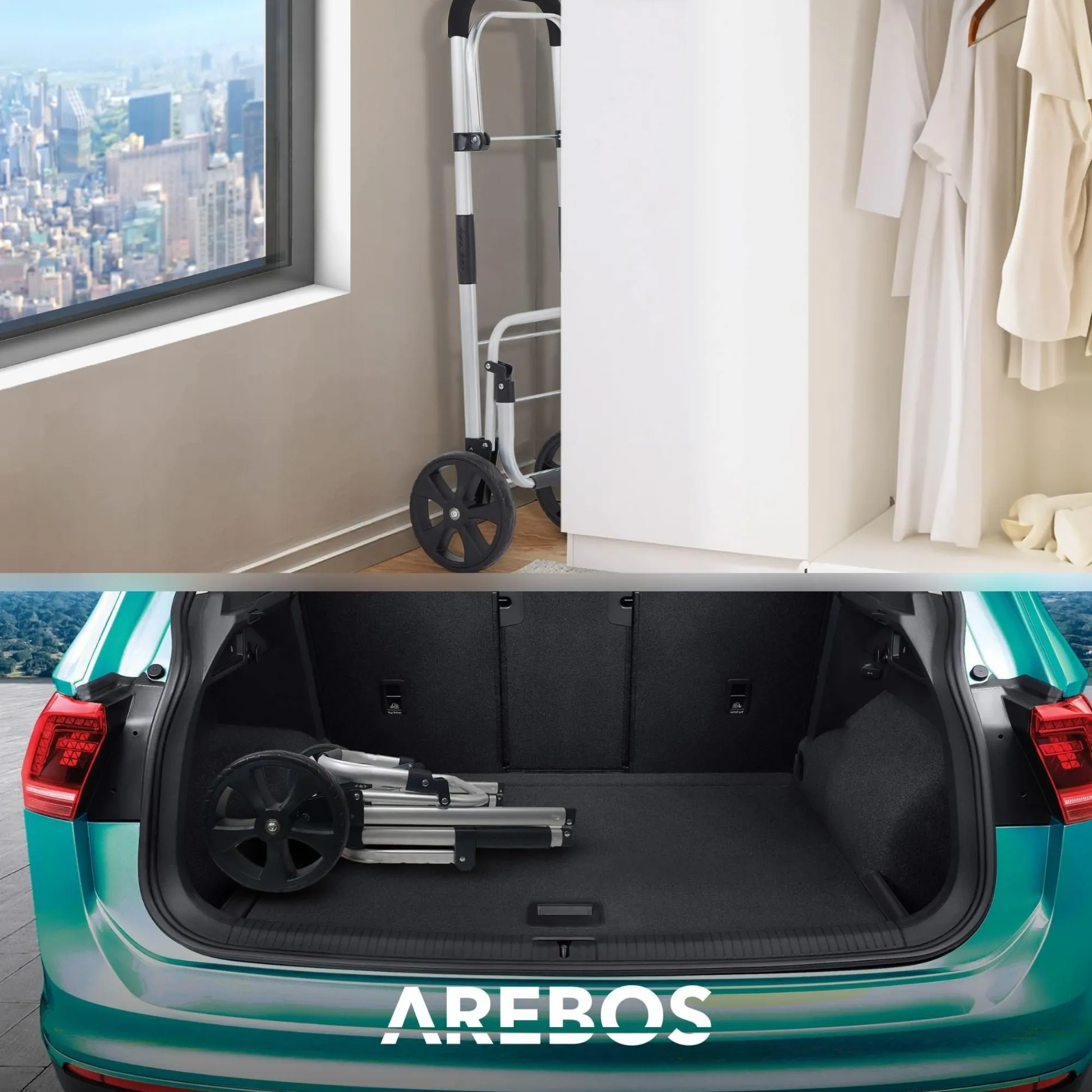 Arebos 3in1 Einkaufstrolley Grau