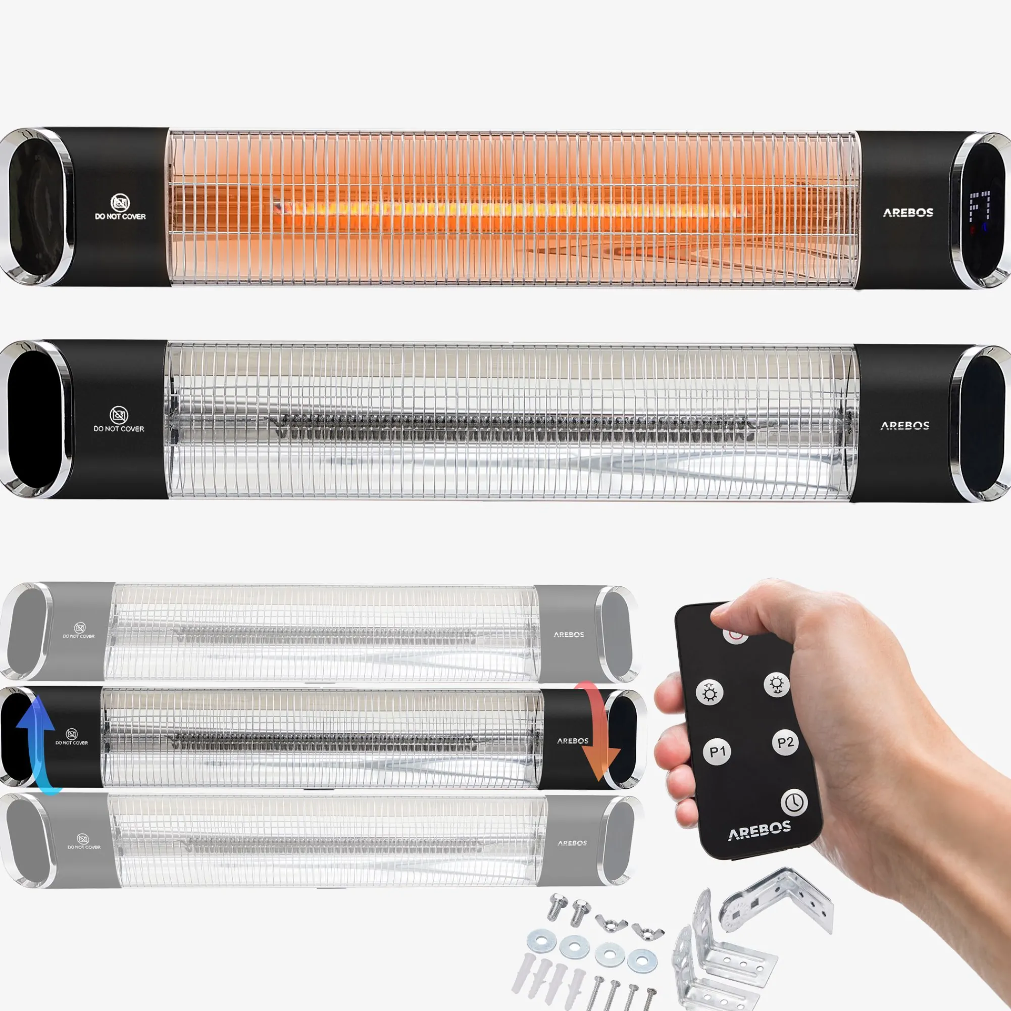 Arebos Infrarot Heizstrahler 2000W mit Fernbedienung Premium Schwarz Outlet