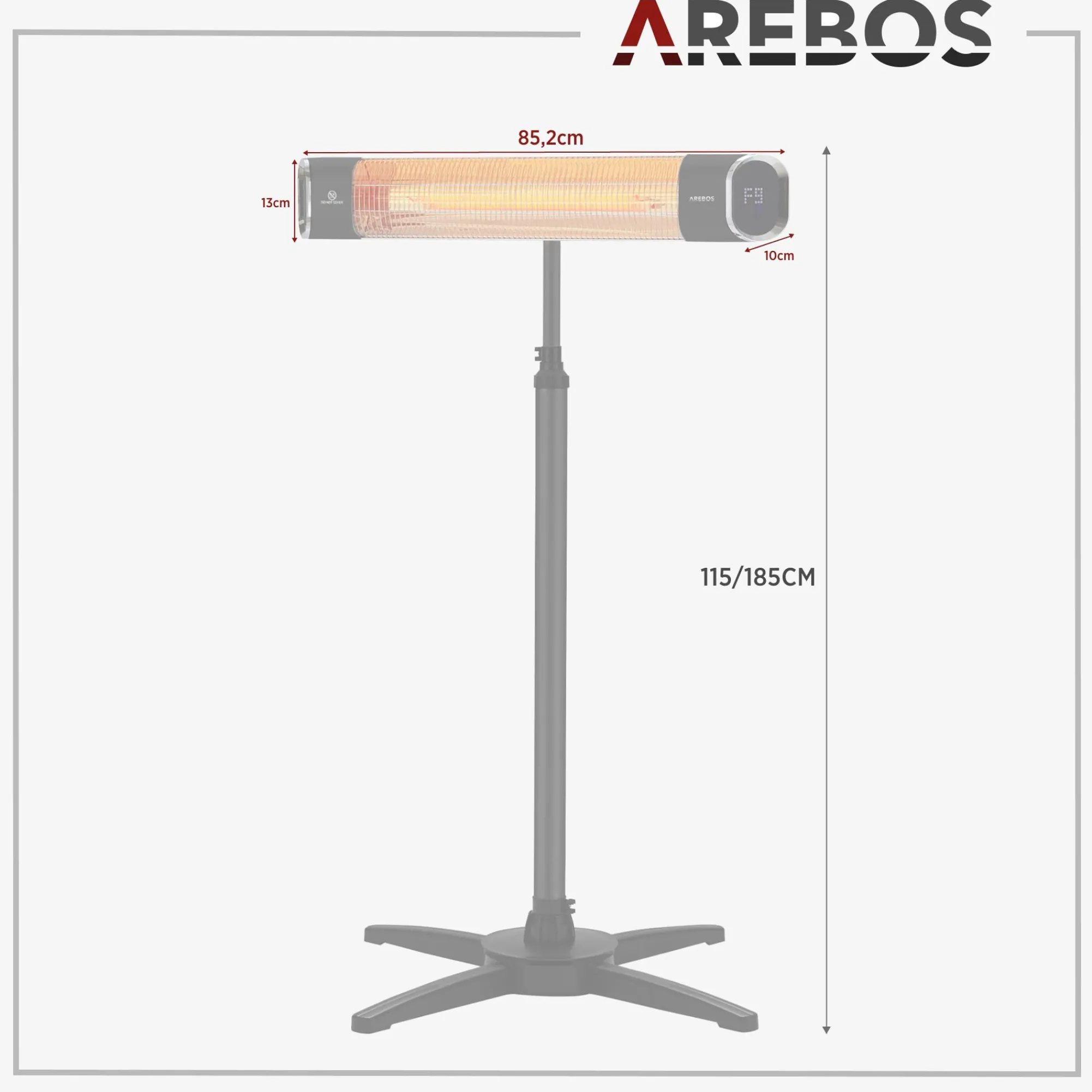 Arebos Infrarot Heizstrahler 2000W mit Stativ & Fernbedienung Schwarz Best