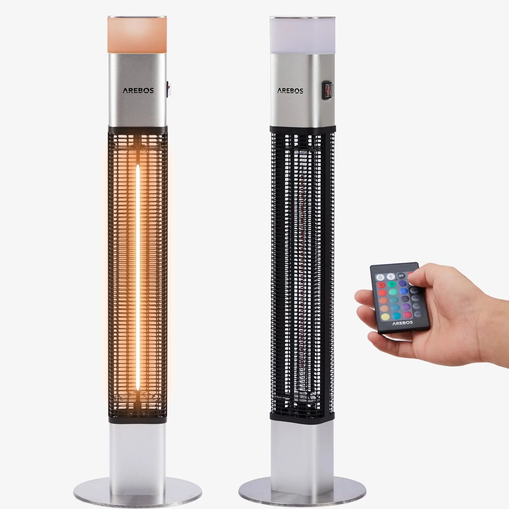 Arebos Infrarot Terrassenheizstrahler 1500W mit LED Silber Online