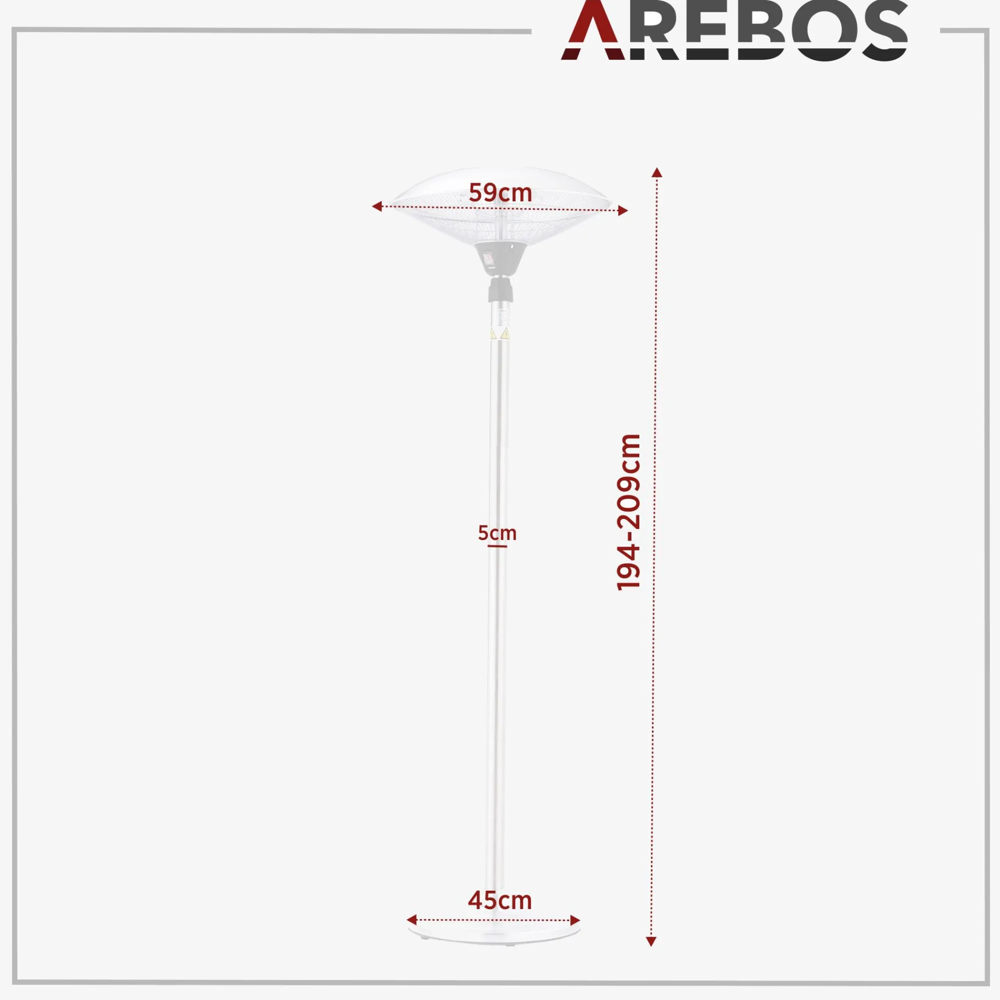 Arebos Infrarot Terrassenheizstrahler 2000W