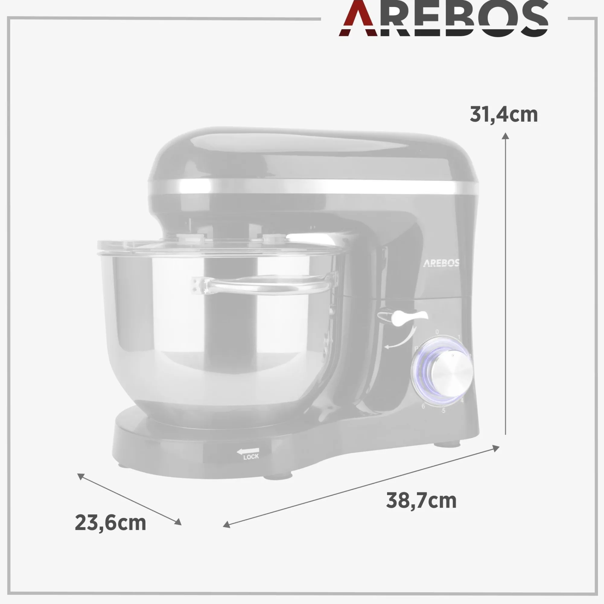 Arebos Küchenmaschine 1500W - 6l Clearance