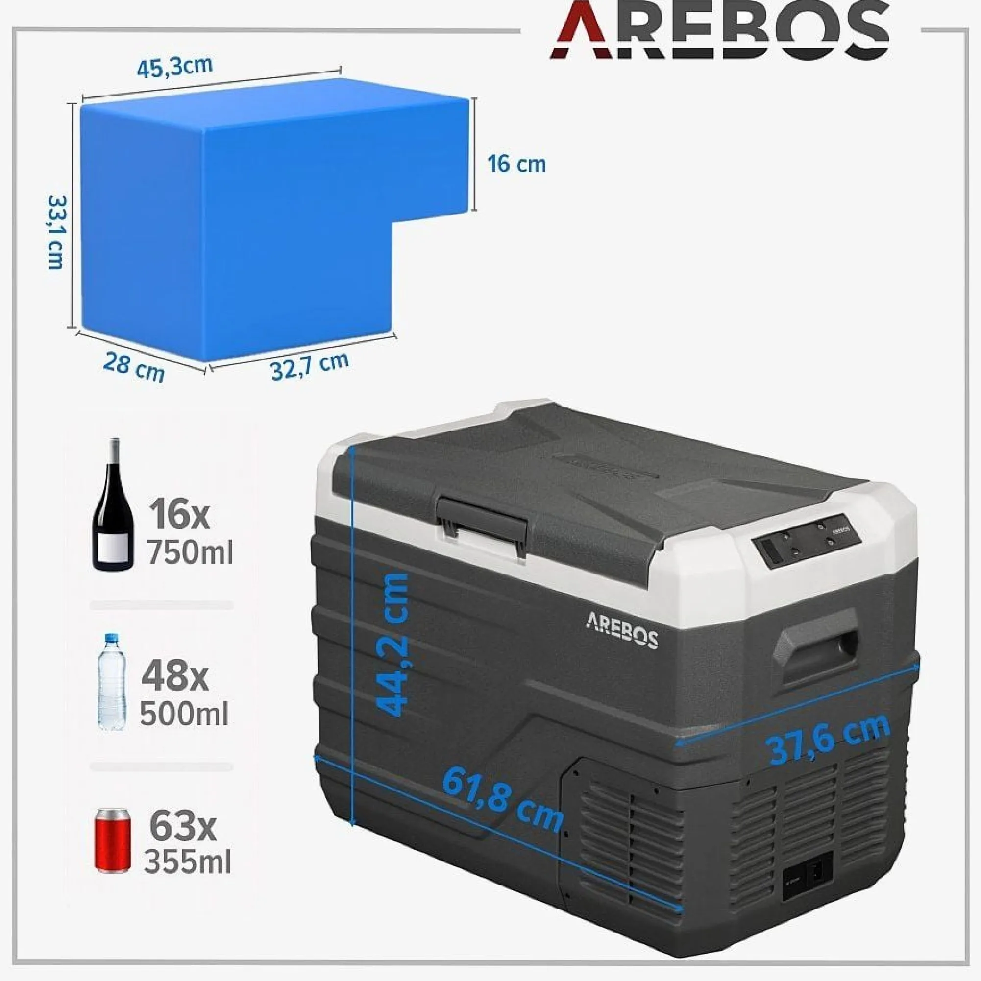 Arebos Kompressor Kühlbox 35 L Hot