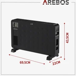 Arebos Konvektor 2300 W schwarz
