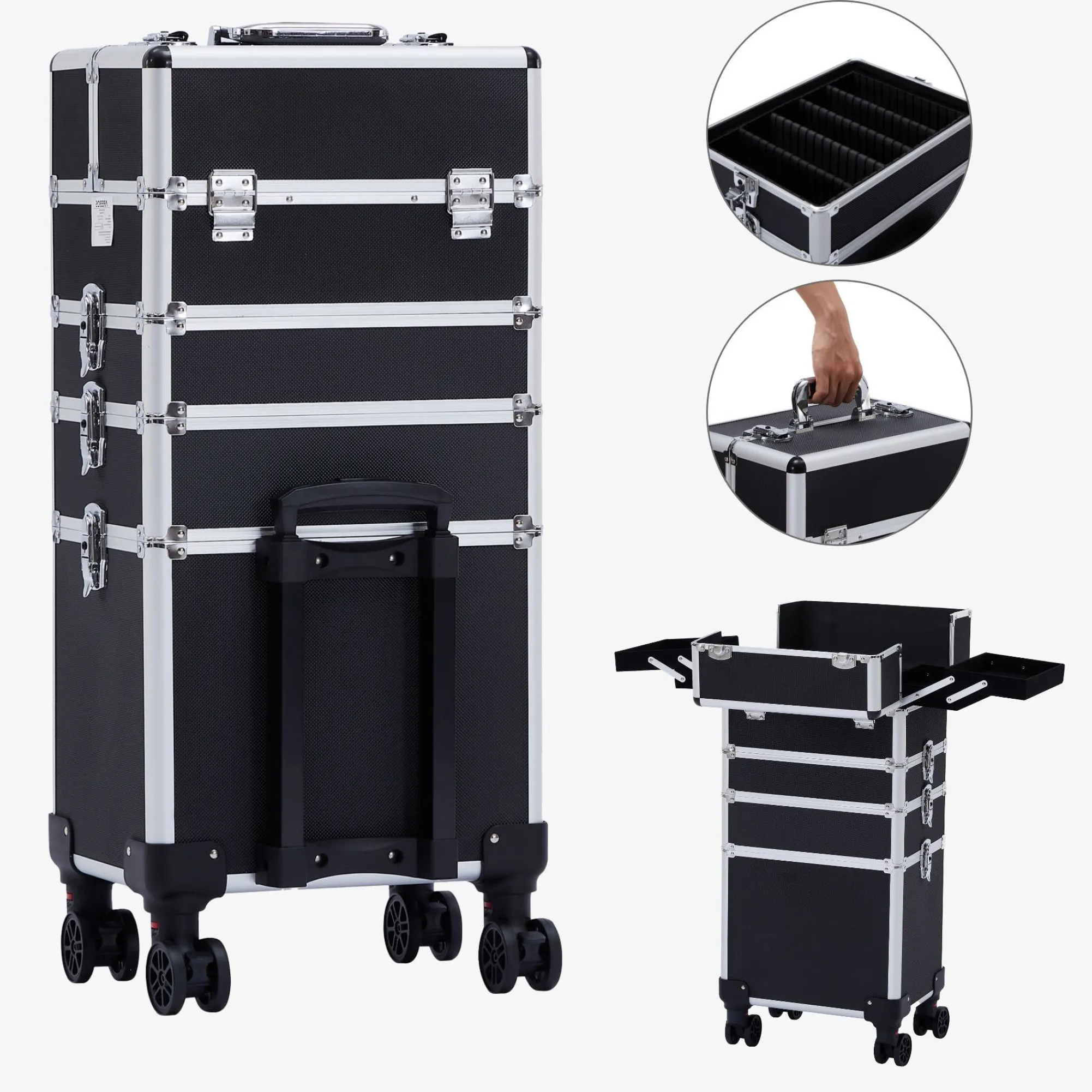 Arebos Kosmetikkoffer XL - 66l inkl. Rollen Hot