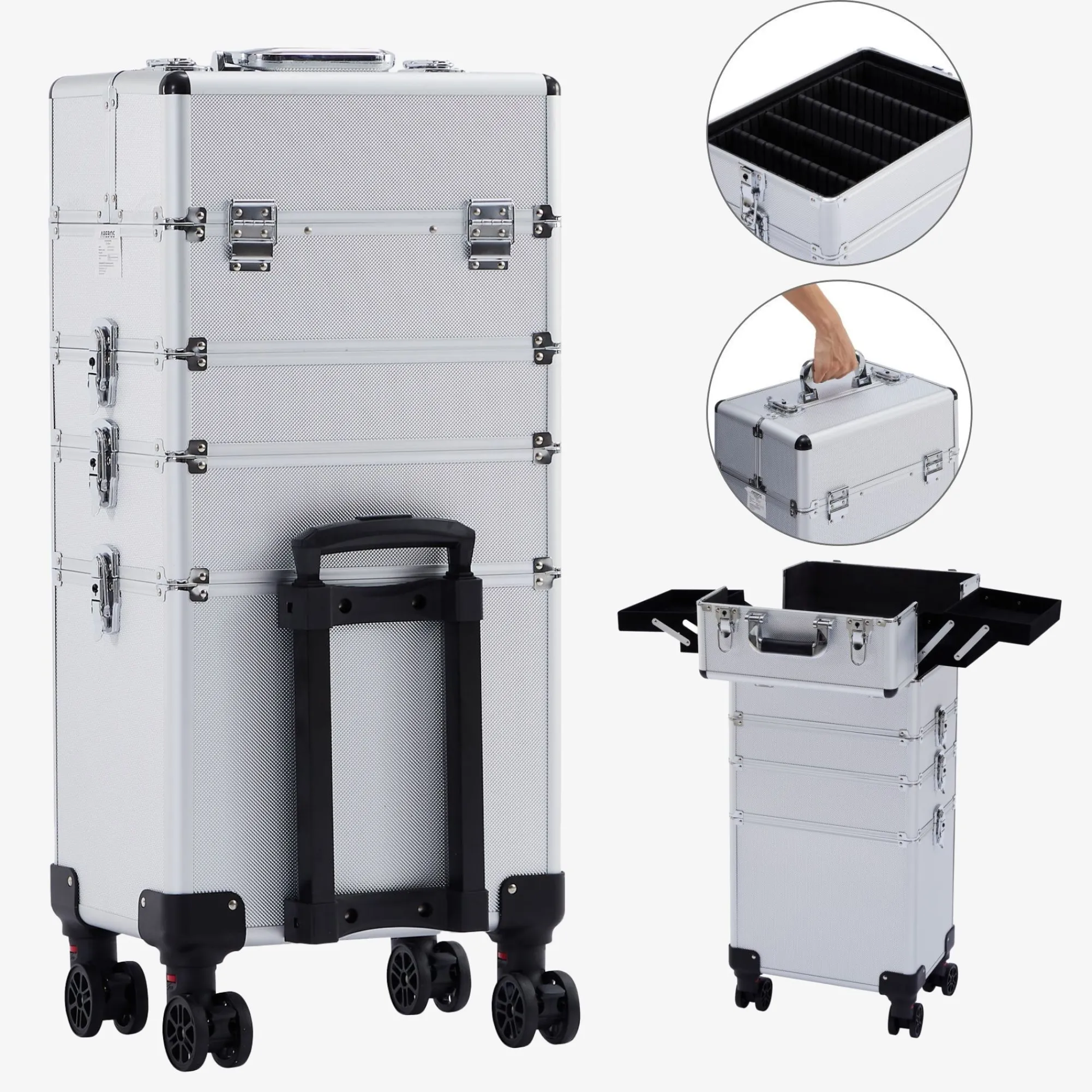 Arebos Kosmetikkoffer XL - 66l inkl. Rollen Hot