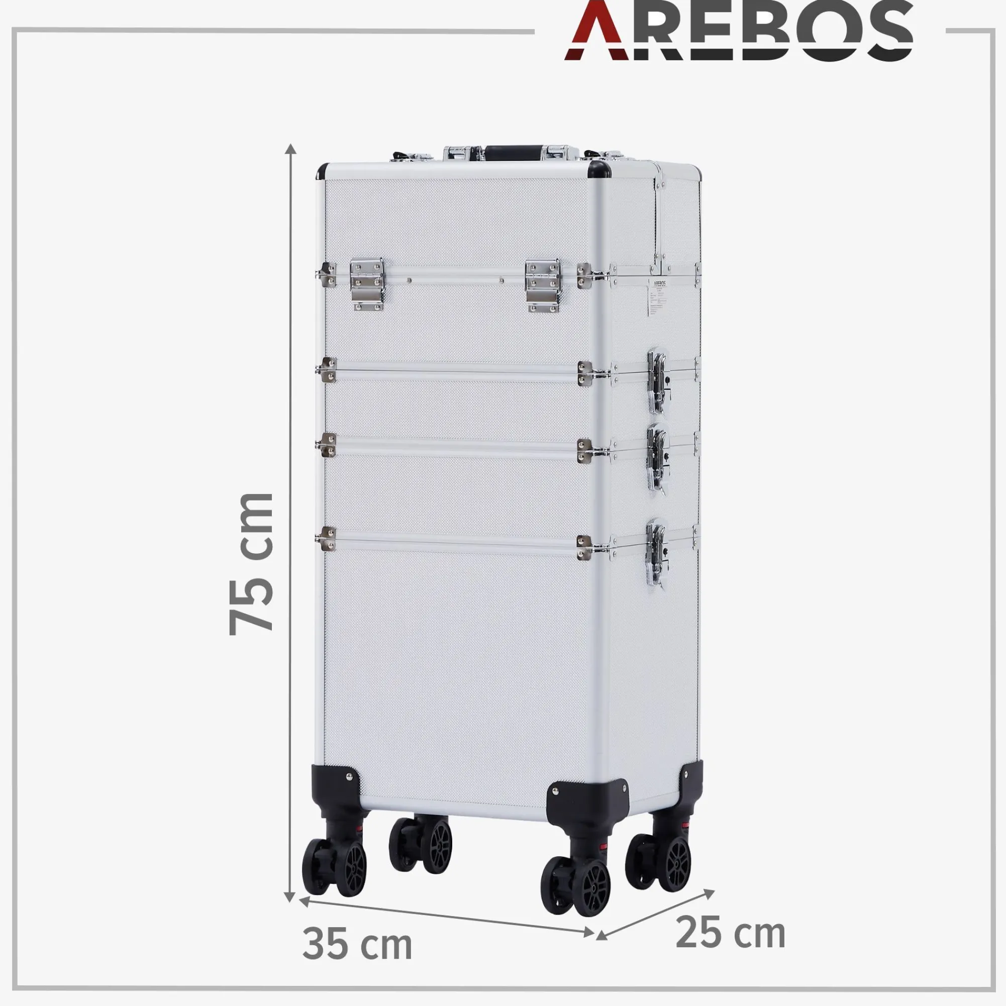 Arebos Kosmetikkoffer XL - 66l inkl. Rollen Hot