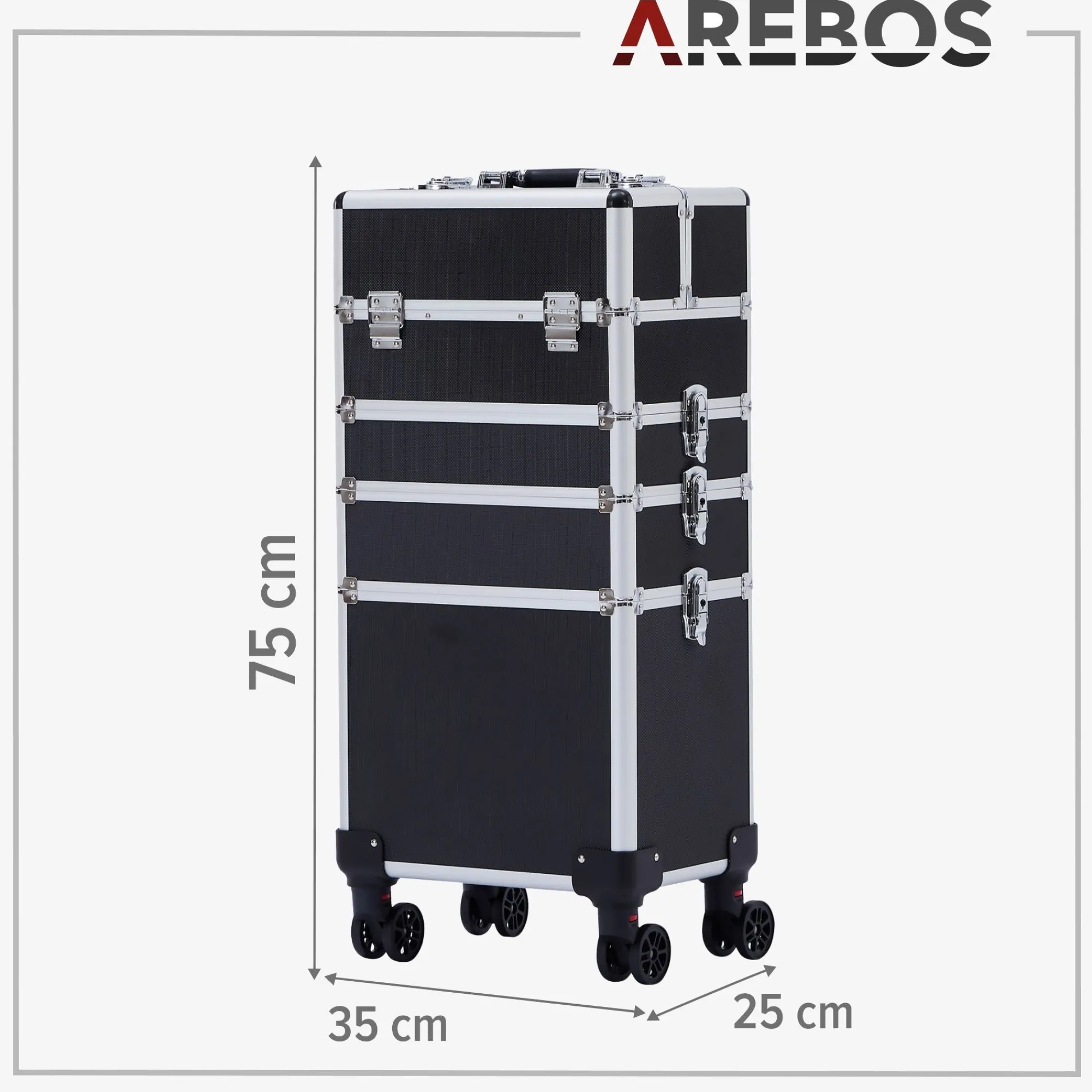 Arebos Kosmetikkoffer XL - 66l inkl. Rollen Hot
