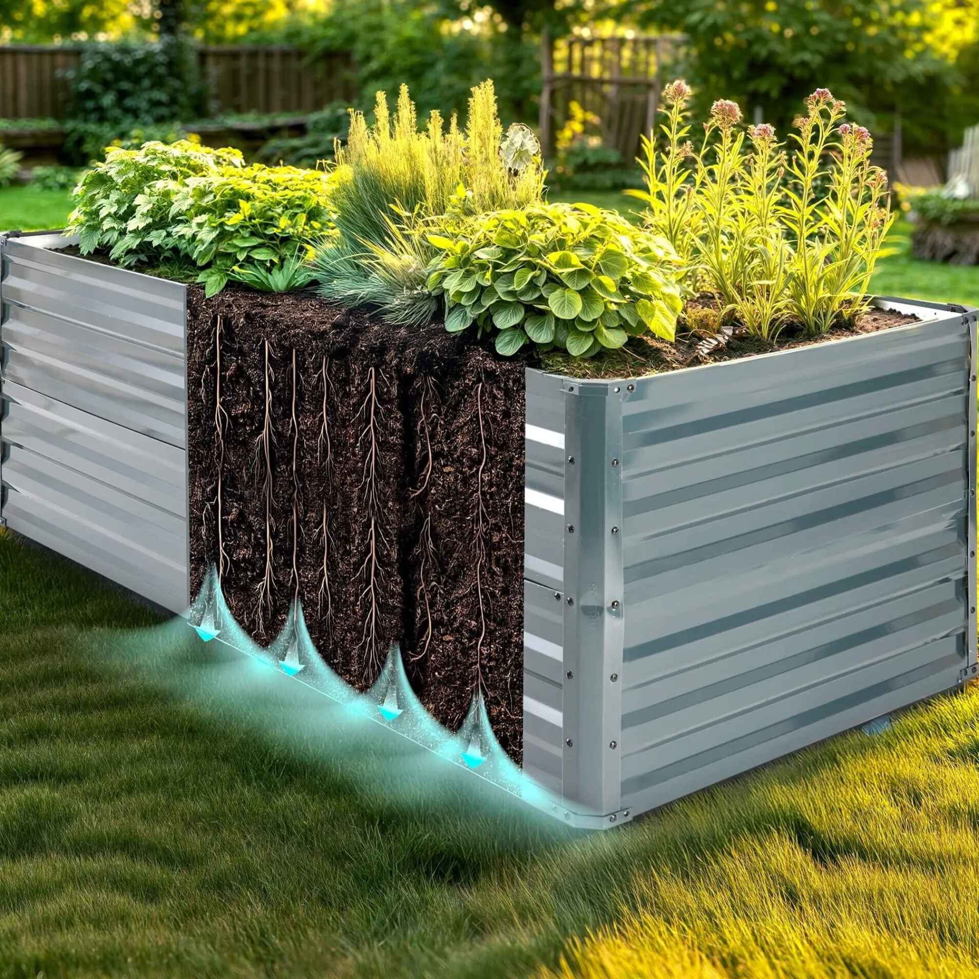 Arebos Metall Hochbeet 120 x 90 x 59 cm New