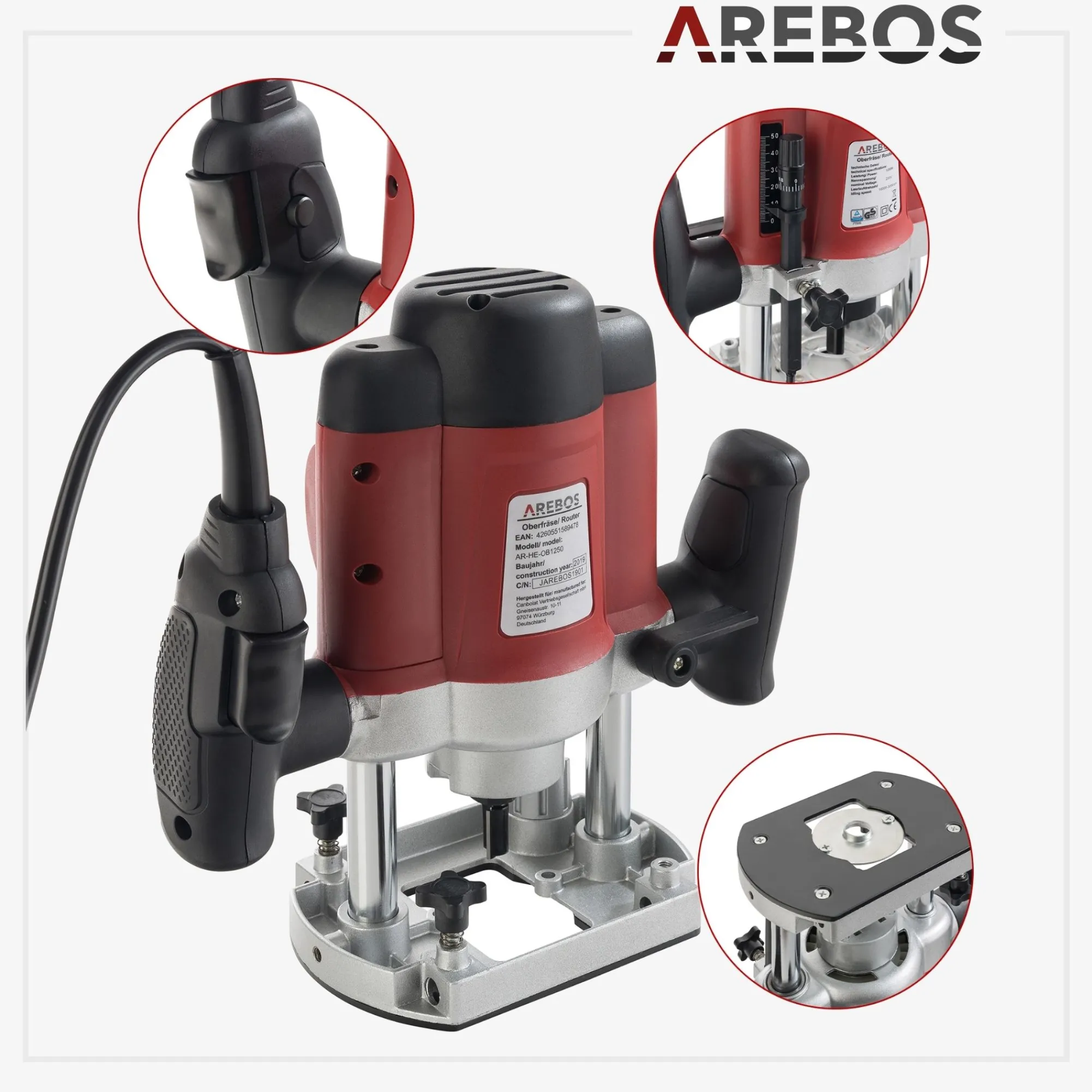 Arebos Oberfräse 1200W inkl. 12 Fräser Outlet
