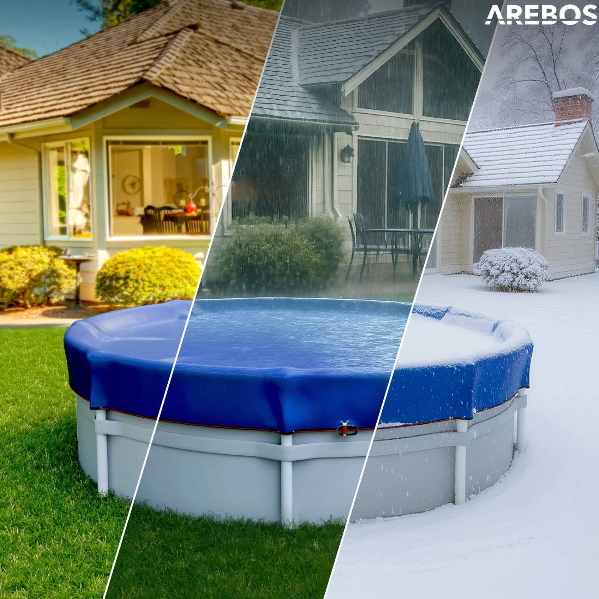 Arebos Poolabdeckung rund 460 cm (Für Ø 366-400cm Pools) Hot